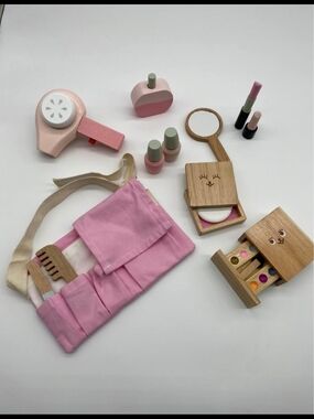 Wooden Kids Makeup & Hair Playset - Pink Toy Beauty Kit